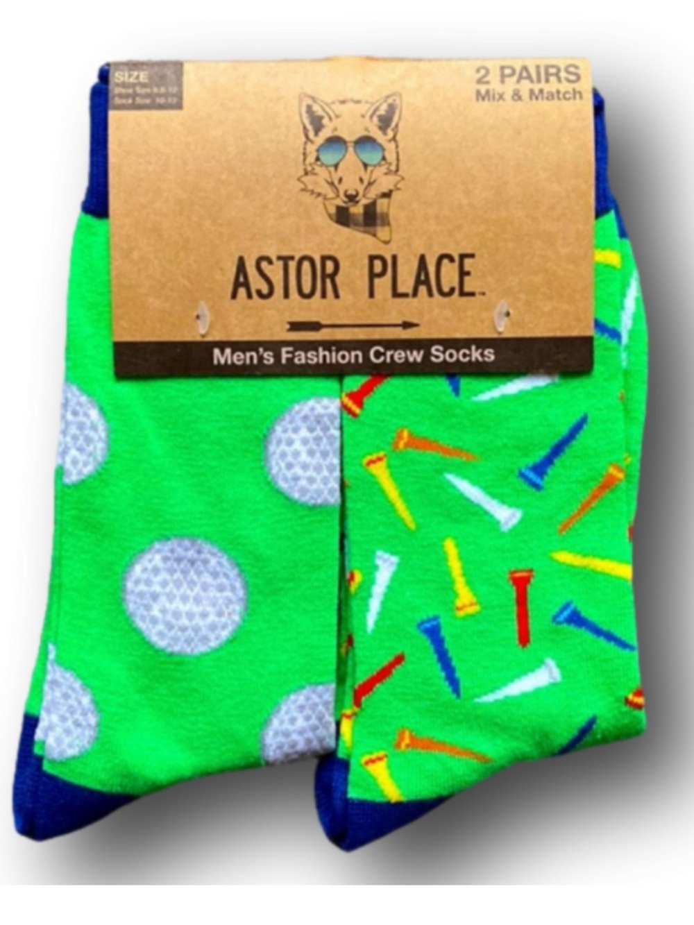 Men's Green Golf Crew Socks - 2 Pack NWT